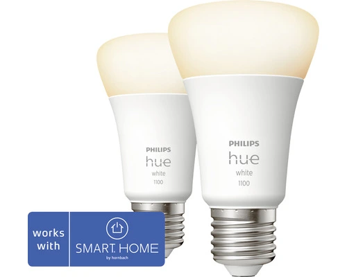 PHILIPS Hue White LED-lamp E27/9,5W A60 Warmwit, 2 Stuks 1 PHILIPS Hue White LED-lamp E27/9,5W A60 Warmwit, 2 Stuks
