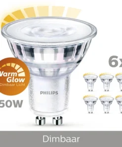 PHILIPS LED-lamp GU10/3,8W Reflectorvorm WarmGlow, 6 Stuks -Binnenverlichting Verkoopwinkel DV 8 10498118 01 4c NL 20211006144754
