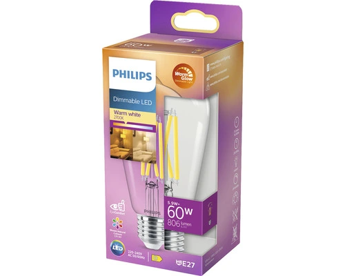 PHILIPS LED-lamp E27/5,9W ST64 WarmGlow Helder 2 PHILIPS LED-lamp E27/5,9W ST64 WarmGlow Helder - Afbeelding 2