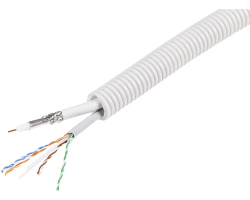 Q-LINK Flexibele Voorbedrade Buis Met UTP CAT6 + Coax Kabel 19 Mm 3/4" Grijs 50 M 1 Q-LINK Flexibele Voorbedrade Buis Met UTP CAT6 + Coax Kabel 19 Mm 3/4" Grijs 50 M
