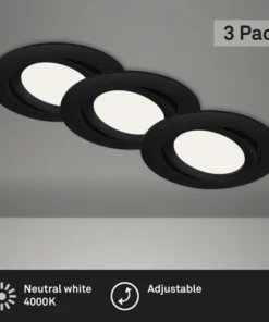 BRILONER LED Inbouwspot Set 7114 Ø 106 Mm Zwart, 3 Stuks -Binnenverlichting Verkoopwinkel DV 8 10537455 05 4c NL 20220211114657