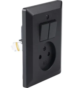 Q-LINK Inbouw Combinatie Wandcontactdoos (wcd) 1-voudig + Serieschakelaar Zwart