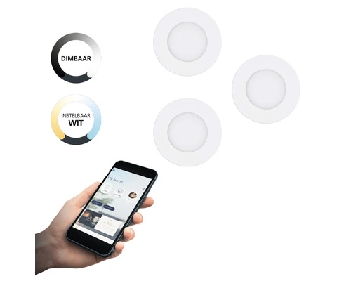 EGLO CROSSLINK.Z LED Inbouwspot Set Ø 86 Mm CCT Wit, 3 Stuks 2 EGLO CROSSLINK.Z LED Inbouwspot Set Ø 86 Mm CCT Wit, 3 Stuks - Afbeelding 2