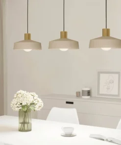 EGLO Hanglamp Valdiola 3-lichts Zandkleur-geborsteld Messing