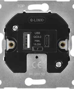 Q-LINK Inbouw Basiselement USB-A + USB-C