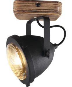 CHERICONI Opbouwspot Bella 1-lichts Hout-zwart