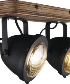 CHERICONI Opbouwspot Bella 2-lichts Hout-zwart