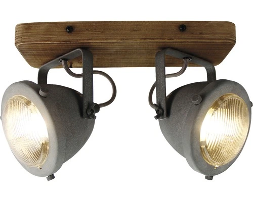 CHERICONI Plafondspot Bella 2-lichts Hout-betonlook 1 CHERICONI Plafondspot Bella 2-lichts Hout-betonlook