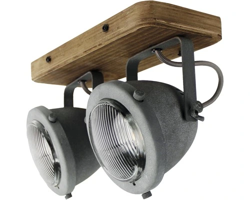 CHERICONI Plafondspot Bella 2-lichts Hout-betonlook 2 CHERICONI Plafondspot Bella 2-lichts Hout-betonlook - Afbeelding 2