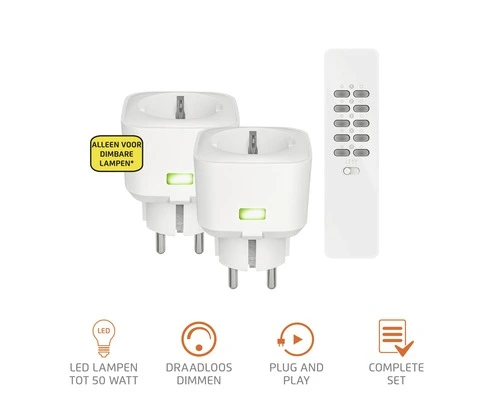 KLIKAANKLIKUIT® Stopcontactdimmerset ACC2-250R Wit 4 KLIKAANKLIKUIT® Stopcontactdimmerset ACC2-250R Wit - Afbeelding 4