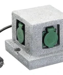 Tuinstopcontact Vierkant Steenlook 4-voudig Grijs