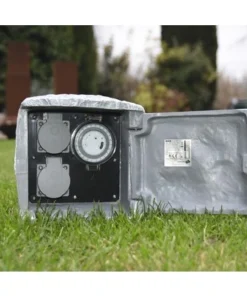 Tuinstopcontact Vierkant Steenlook 2-voudig Met Tijdschakelaar, Grijs -Binnenverlichting Verkoopwinkel DV 8 5512784 02 4c DE 20180404151144