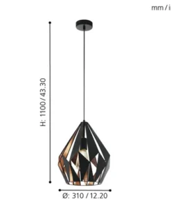 EGLO Hanglamp Carlton-1 Ø 31 Cm Zwart-koper -Binnenverlichting Verkoopwinkel DV 8 5655036 13 4c DE 20210211051751