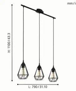 EGLO Hanglamp Tarbes 3-lichts Zwart -Binnenverlichting Verkoopwinkel DV 8 5865415 10 4c DE 20210211053445