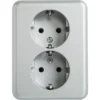 ROTH LANGE Plus Inbouw Wandcontactdoos (wcd) RA 2-voudig Zilver