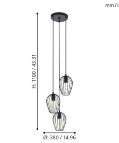 EGLO Hanglamp Newtown 3-lichts Zwart -Binnenverlichting Verkoopwinkel DV 8 5881564 06 4c DE 20210211053408