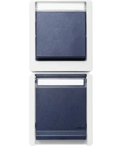 ROTH LANGE Opbouw Combinatie Wandcontactdoos 1-voudig + Wisselschakelaar RA IP55 Gijs/blauw Spatwaterdicht