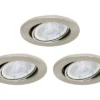 BRILONER LED Inbouwspot Set 7256 Ø 86 Mm Nikkel Mat, 3 Stuks