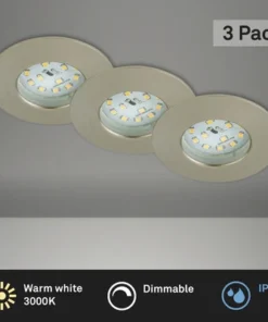 BRILONER LED Inbouwspot Set 8316 Ø 75 Mm Nikkel Mat, 3 Stuks