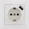 Q-LINK Inbouw Wandcontactdoos (wcd) 1-voudig RA + USB Met Afdekraam Polarwit