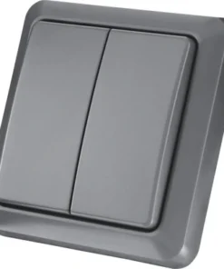 KLIKAANKLIKUIT® Draadloze Wandschakelaar Voor Buiten Dubbel AGST-8802 Antraciet