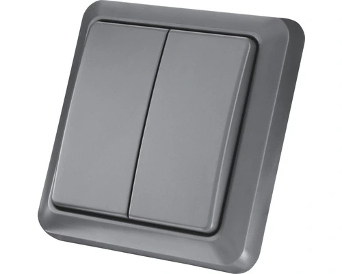 KLIKAANKLIKUIT® Draadloze Wandschakelaar Voor Buiten Dubbel AGST-8802 Antraciet 1 KLIKAANKLIKUIT® Draadloze Wandschakelaar Voor Buiten Dubbel AGST-8802 Antraciet