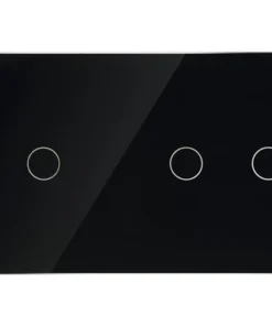 ONE TWO TOUCH Glaspaneel 1x Enkel/1x Dubbel Voor Touch Schakelmateriaal Zwart