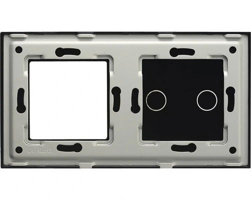 ONE TWO TOUCH Glaspaneel Combinatie 1x Afdekraam/1x Touch Dubbel Zwart 2 ONE TWO TOUCH Glaspaneel Combinatie 1x Afdekraam/1x Touch Dubbel Zwart - Afbeelding 2