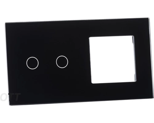 ONE TWO TOUCH Glaspaneel Combinatie 1x Afdekraam/1x Touch Dubbel Zwart 1 ONE TWO TOUCH Glaspaneel Combinatie 1x Afdekraam/1x Touch Dubbel Zwart