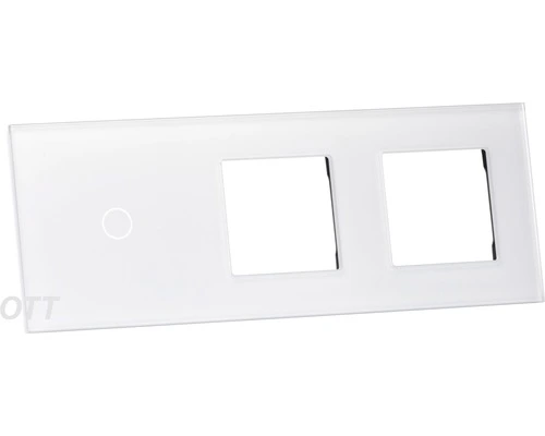 ONE TWO TOUCH Glaspaneel Combinatie 2x Afdekraam/1x Touch Enkel Wit 2 ONE TWO TOUCH Glaspaneel Combinatie 2x Afdekraam/1x Touch Enkel Wit - Afbeelding 2