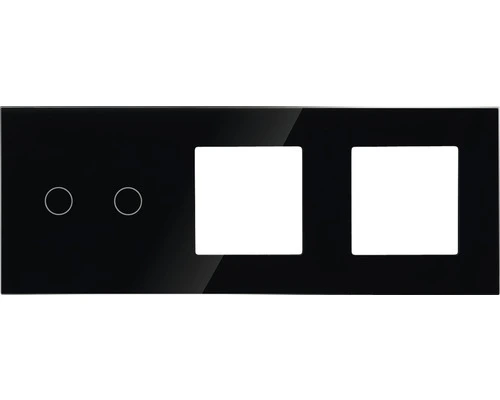 ONE TWO TOUCH Glaspaneel Combinatie 2x Afdekraam/1x Touch Dubbel Zwart 1 ONE TWO TOUCH Glaspaneel Combinatie 2x Afdekraam/1x Touch Dubbel Zwart