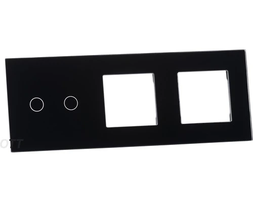 ONE TWO TOUCH Glaspaneel Combinatie 2x Afdekraam/1x Touch Dubbel Zwart 2 ONE TWO TOUCH Glaspaneel Combinatie 2x Afdekraam/1x Touch Dubbel Zwart - Afbeelding 2