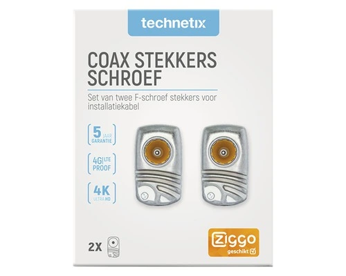 TECHNETIX Coax F-connector Male/male, 2 Stuks 3 TECHNETIX Coax F-connector Male/male, 2 Stuks - Afbeelding 3