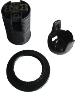 Fitting E14 Zwart Met Schroefdraad En Schroefring