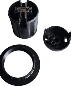 Fitting E27 Zwart Met Schroefdraad En Schroefring