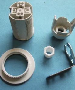 Fitting E14 Haaks Wit Met Schroefdraad En Schroefring