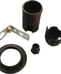 Fitting E14 Haaks Zwart Met Schroefdraad En Schroefring