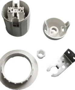 Fitting E27 Haaks Wit Met Schroefdraad En Schroefring