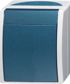 BUSCH-JAEGER Wisselschakelaar Ocean Opbouw IP44 Lichtgrijs/blauwgroen Spatwaterdicht