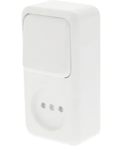 Opbouw Combinatie Wandcontactdoos (wcd) 1-voudig + Wisselschakelaar Polar Wit