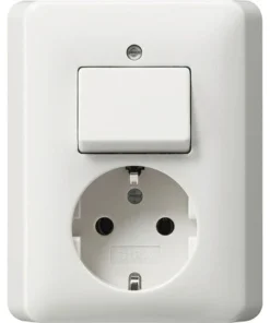 GIRA Standaard 55 Combinatie Schakelaar / Wandcontactdoos Zuiverwit Glans