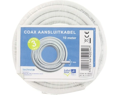 TECHNETIX Coax Installatiekabel Wit 10 Meter (los) 1 TECHNETIX Coax Installatiekabel Wit 10 Meter (los)